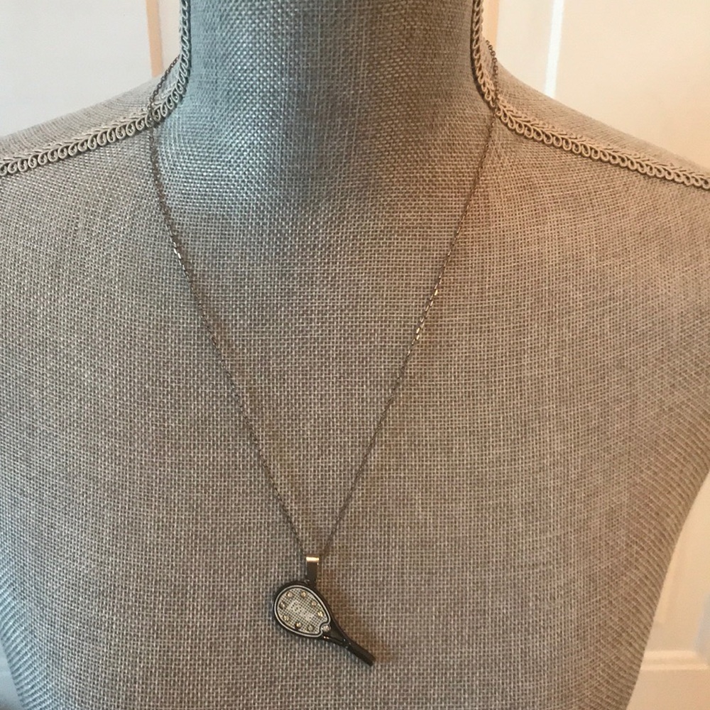 Jeweled “Love” Tennis Racquet Necklace